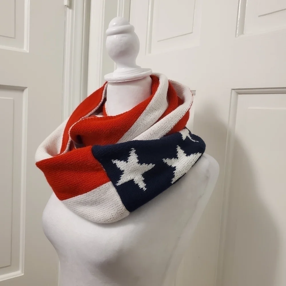 Angela & William Red, White & Blue Infinity Scarf, Unisex, Festive, 🇺🇸